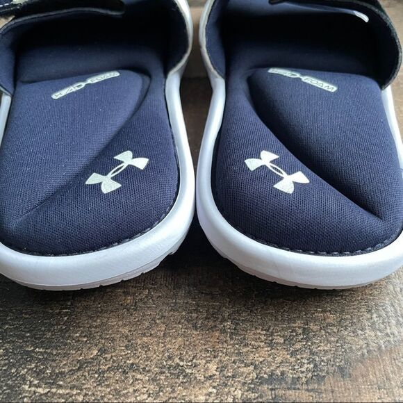 Under Armour Boys' UA Ignite VI Slides In White/Midnight Navy - 100 Size 3 - Picture 6 of 9